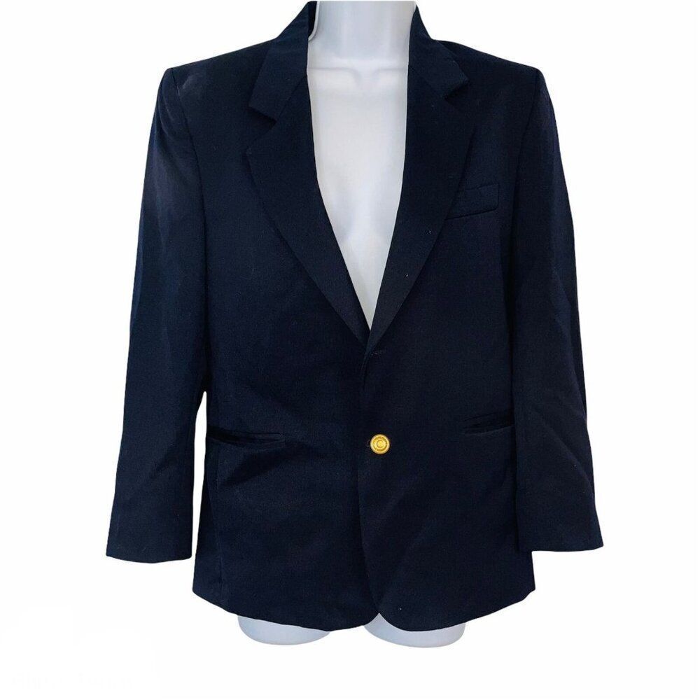 Perry Ellis Blazer Boys Size 16 Navy Blue Gold Buttons